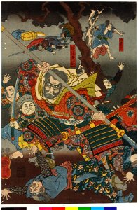 Ohaka yado youchi no zu 大墓宿夜討之圖 (Night Attack on the Ohaka Inn) (BM 2008,3037.19103). Free illustration for personal and commercial use.