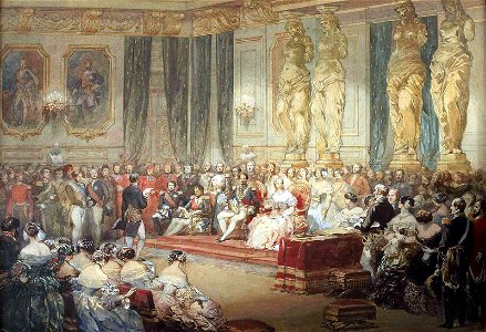 Official reception by Napoleon III at the Tuileries. Free illustration for personal and commercial use.