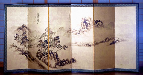 Okada Hankō - Landscape after Mi Fei (recto), Bamboo and Sparrows (verso) - 1984.27 - Indianapolis Museum of Art