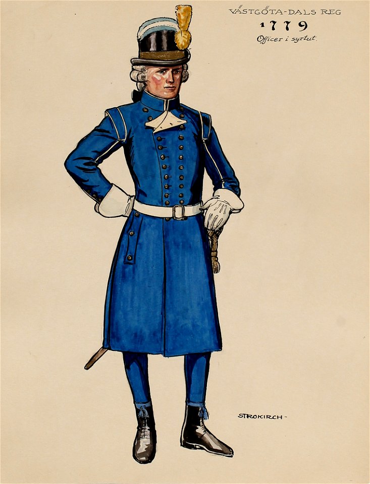 Officer i syrtut vid Västgöta-Dals regemente 1779
