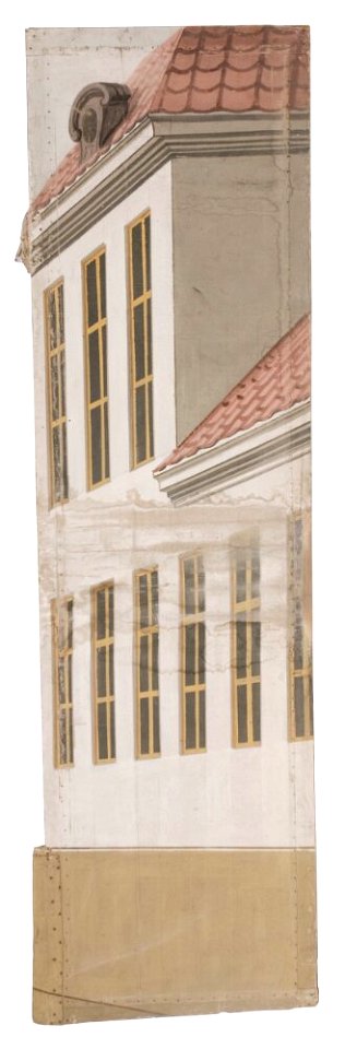 Okänd - Del av kuliss till En stad, 8 delar, Kuliss för vänstra delen av scenen, husfasad - NMGrh 3803g - Nationalmuseum