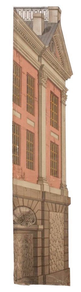 Okänd - Del av kuliss till ”En stad 15 delar, Kuliss för högra delen av scenen, husfasad - NMGrh 3802f - Nationalmuseum