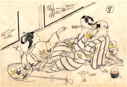Okumura Masanobu - Lovers in Edo Fighting Over a Love Letter, From the series Love in Three Capitals, 1720s