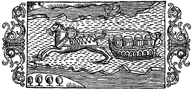Olaus Magnus - On Rides on the Ice with Open Channels. Free illustration for personal and commercial use.