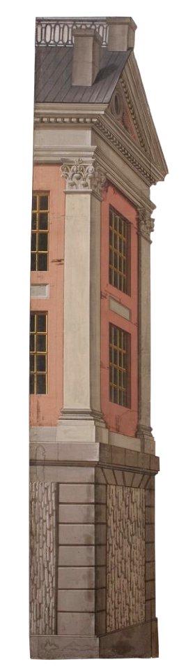 Okänd - Del av kuliss till ”En stad 15 delar, Kuliss för högra delen av scenen, husfasad - NMGrh 3802d - Nationalmuseum