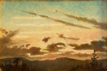 Okänd - Study of a Sunset Landscape - NM 3851 - Nationalmuseum. Free illustration for personal and commercial use.