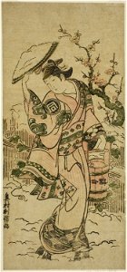 Okumura Toshinobu - The Actor Sanogawa Mangiku as a woman walking in the snow - 1925.1903 - Art Institute of Chicago