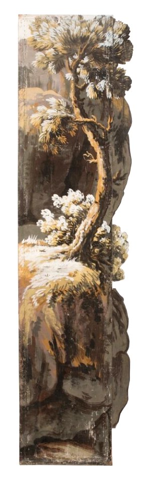 Okänd - Del av kuliss till Skog, 12 delar, Kuliss för högra delen av scenen, träd och klippor - NMGrh 3800j - Nationalmuseum