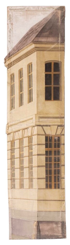 Okänd - Del av kuliss till En stad, 8 delar, Kuliss för vänstra delen av scenen, husfasad - NMGrh 3803a - Nationalmuseum