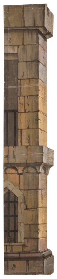 Okänd - Del av kuliss till Ett fängelse, 8 delar, Kuliss för högra delen av scenen, murad vägg - NMGrh 3801b - Nationalmuseum