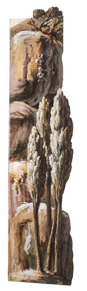 Okänd - Del av kuliss till Skog, 12 delar, Kuliss för högra delen av scenen, träd och klippor - NMGrh 3800l - Nationalmuseum