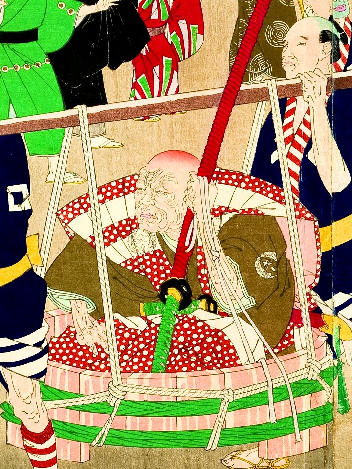 Okubo Hikozaemon in a washtub visiting the castle (5759535834) (cropped)