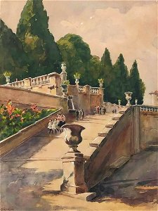 Watercolor on paper painting by Edward Okuń, 15.5 x 11.5 in
