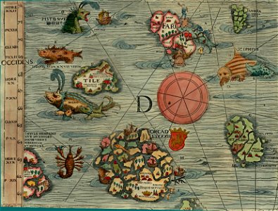 Olaus Magnus' Map of Scandinavia 1539, Section D, Western Islands