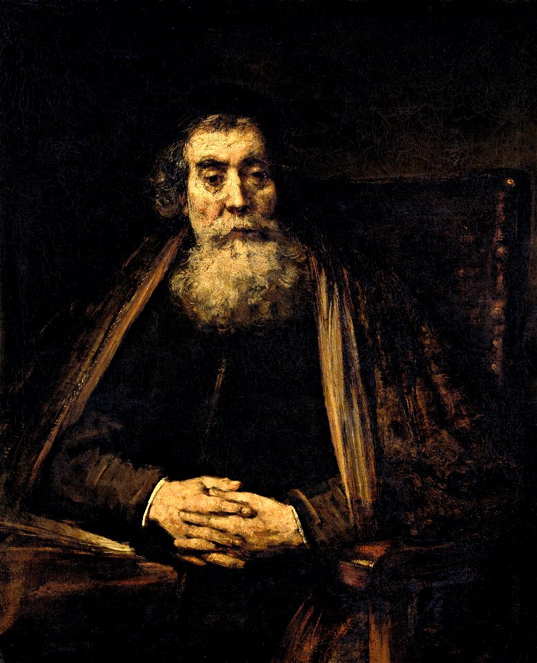 Old man in an armchair, possibly a portrait of Jan Amos Comenius, Rembrandt van Rijn, c. 1665, Galleria degli Uffizi