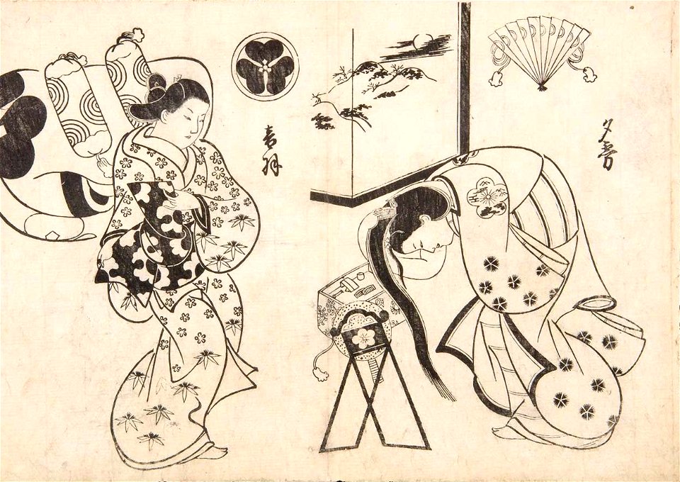 Okumura Masanobu - Beautiful Courtesans of the Northern Quarters