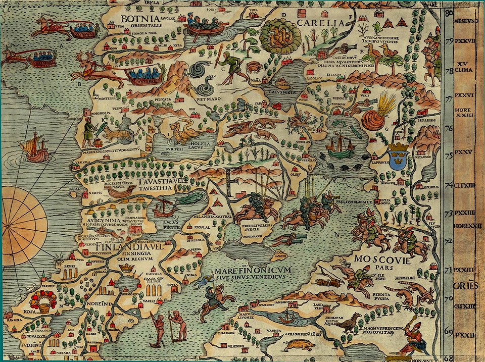 Olaus Magnus' Map of Scandinavia 1539, Section F, Moscovie