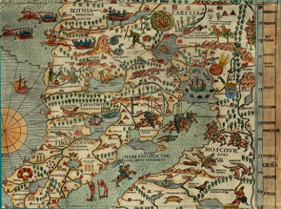 Olaus Magnus' Map of Scandinavia 1539, Section F, Moscovie