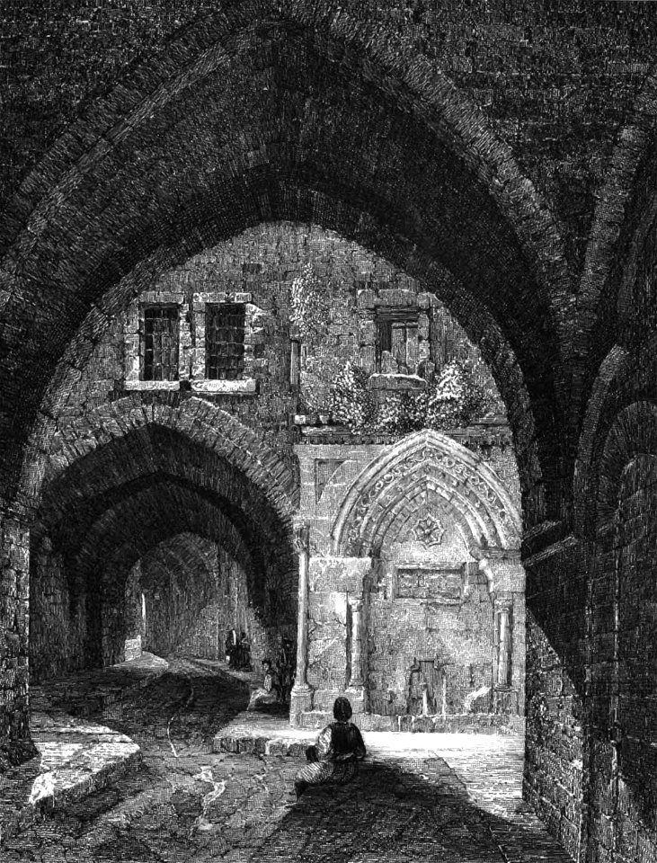 Old Jerusalem Street, Illustration for La Terre-Sainte et les lieux illustrés par les apôtres, by Adrien Egron, 1837 (9)