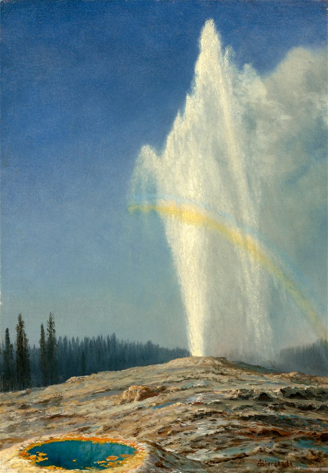 Old Faithful oil on paper 49.5x34.9cm 1881 Albert Bierstadt