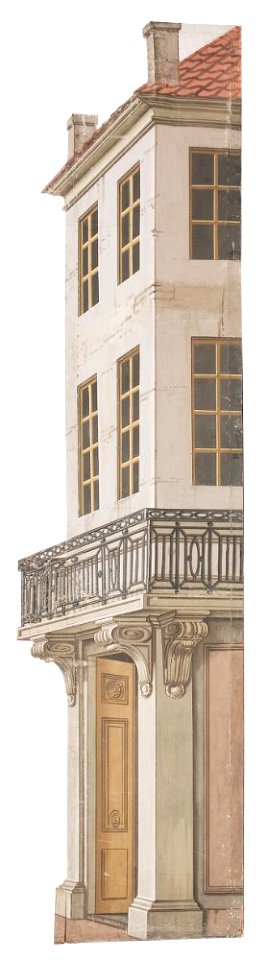 Okänd - Del av kuliss till ”En stad 15 delar, Kuliss för vänstra delen av scenen, husfasad - NMGrh 3802e - Nationalmuseum