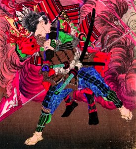 Okubo Hikozaemon rescuing Tokugawa Ieyasu on the battelfield (5759011805) (cropped)