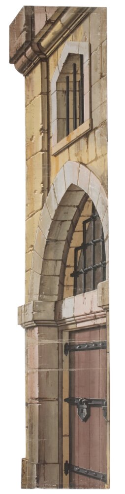 Okänd - Del av kuliss till Ett fängelse, 8 delar, Kuliss för vänstra delen av scenen, murad vägg - NMGrh 3801c - Nationalmuseum