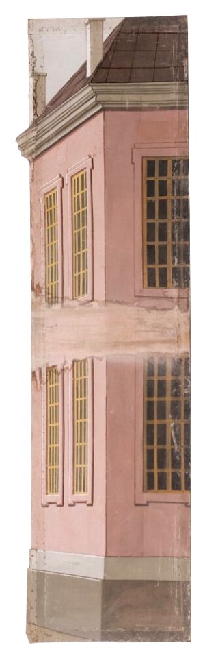 Okänd - Del av kuliss till En stad, 8 delar, Kuliss för vänstra delen av scenen, husfasad - NMGrh 3803c - Nationalmuseum