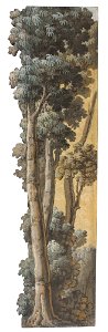 Okänd - Del av kuliss till Skog, 12 delar, Kuliss för vänstra delen av scenen, träd - NMGrh 3800g - Nationalmuseum