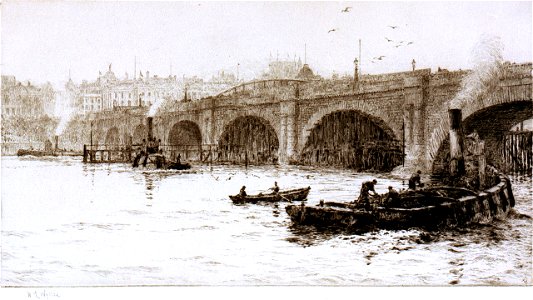 Old Waterloo Bridge from the South Bank RMG PW0708