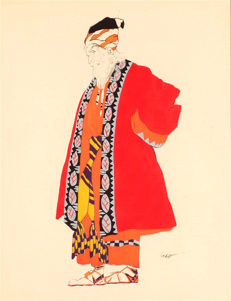 Old man in a red coat by L.Bakst