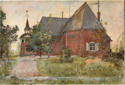 Old Sundborn Church. From A Home (26 watercolours) (Carl Larsson) - Nationalmuseum - 24222