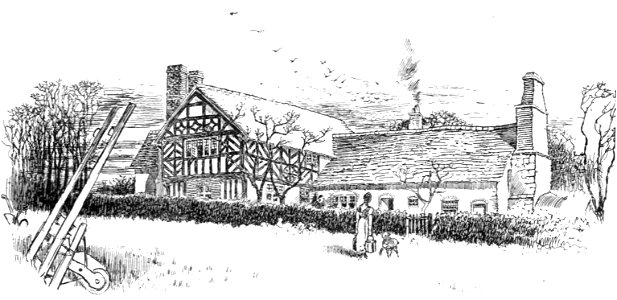 Old Shropshire Farmhouse, fig 50 (Modern Homes, 1909). Free illustration for personal and commercial use.