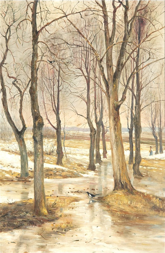 Olof Hermelin-Vårlandskap med skata