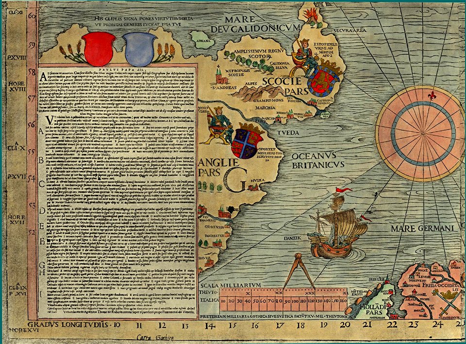 Olaus Magnus' Map of Scandinavia 1539, Section G, Scotland, England