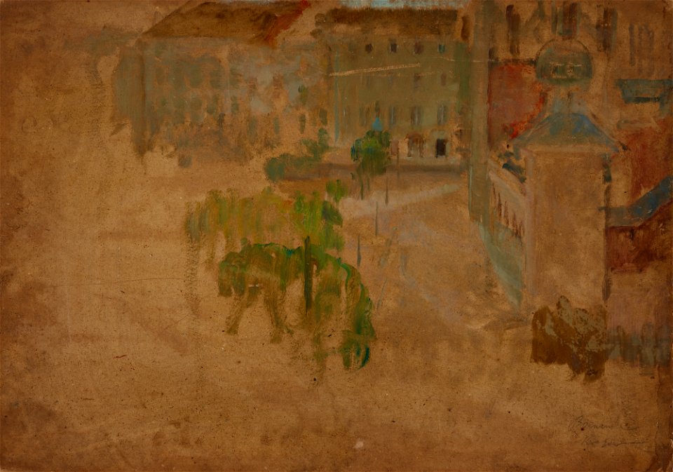 Olga Boznańska - Main Market Square in Krakow – Fragment of a Street - MNK II-b-300 - National Museum Kraków