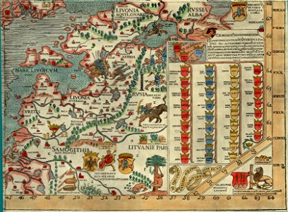 Olaus Magnus' Map of Scandinavia 1539, Section I, Livonia
