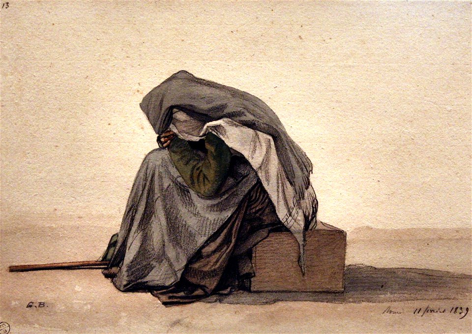 Old woman sitting (1839) - Guillaume Bodinier