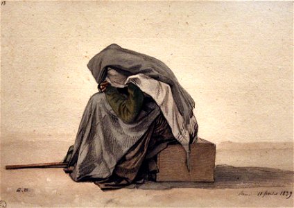 Old woman sitting (1839) - Guillaume Bodinier