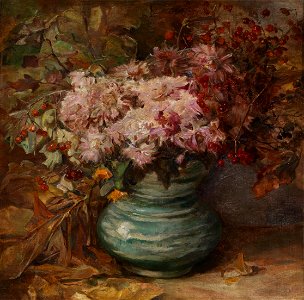Olga Wisinger-Florian Blumenstrauß mit Crysanthemen und Ringelblumen