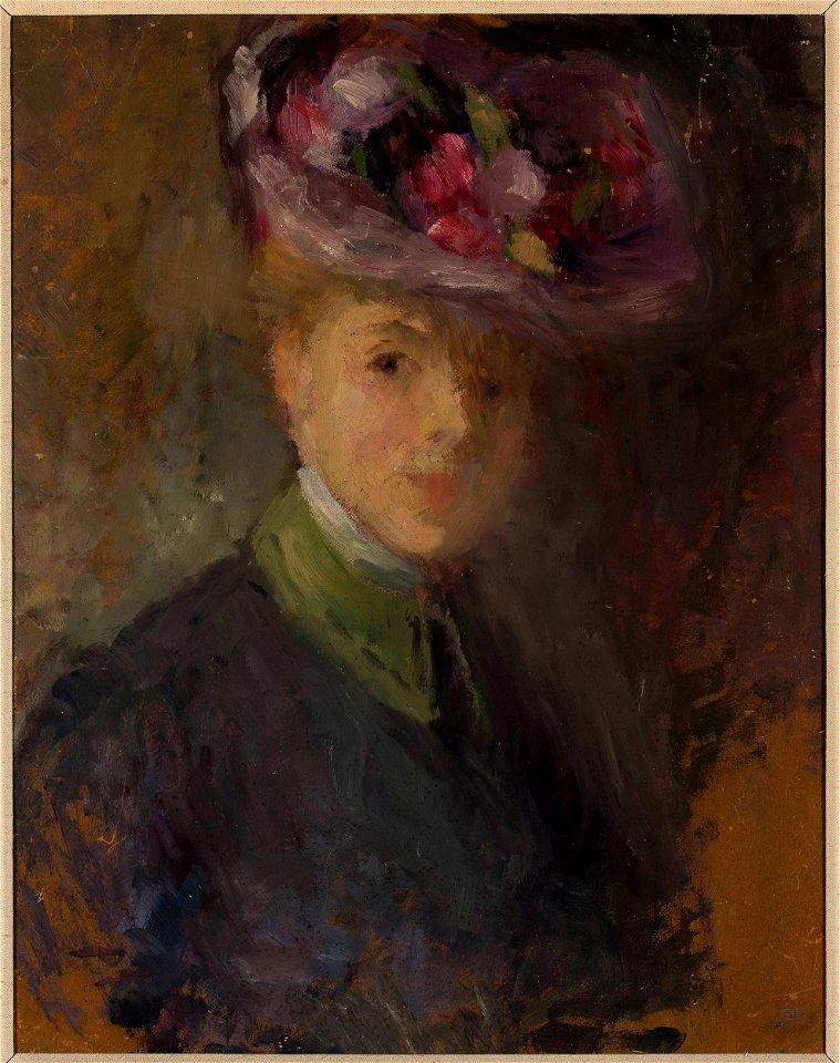Olga Boznańska - Portrait of a woman in a hat with flowers - MP 521 MNW - National Museum in Warsaw