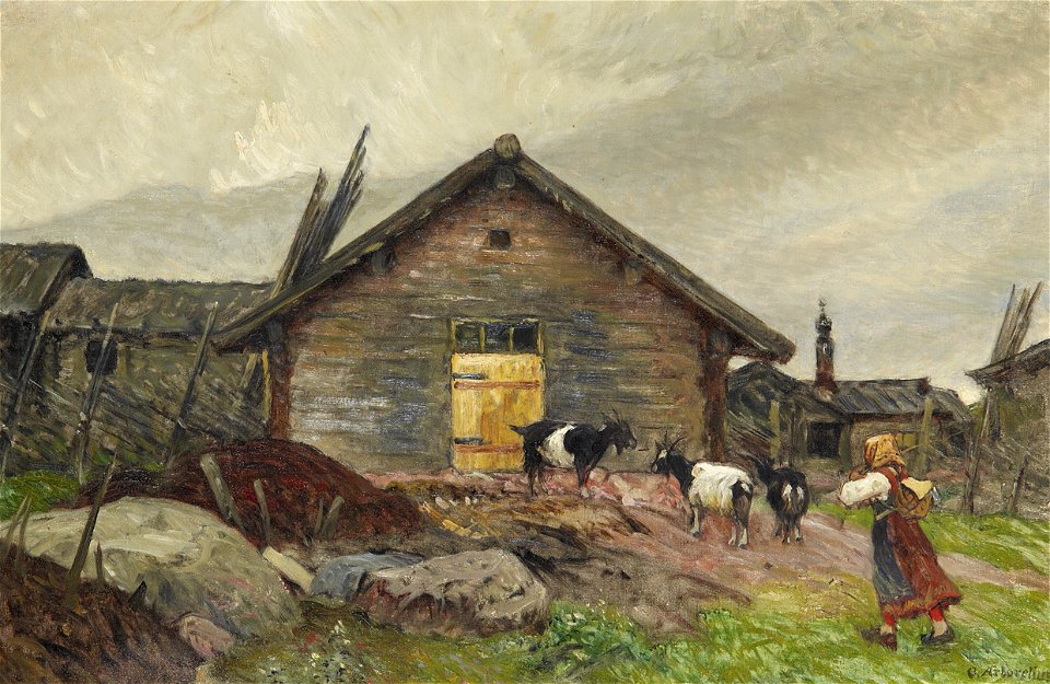 Olof Arborelius-Vallflicka med getter