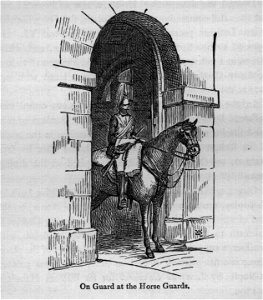 On Guard at the Horse Guards - Walks in London, Augustus Hare, 1878. Free illustration for personal and commercial use.