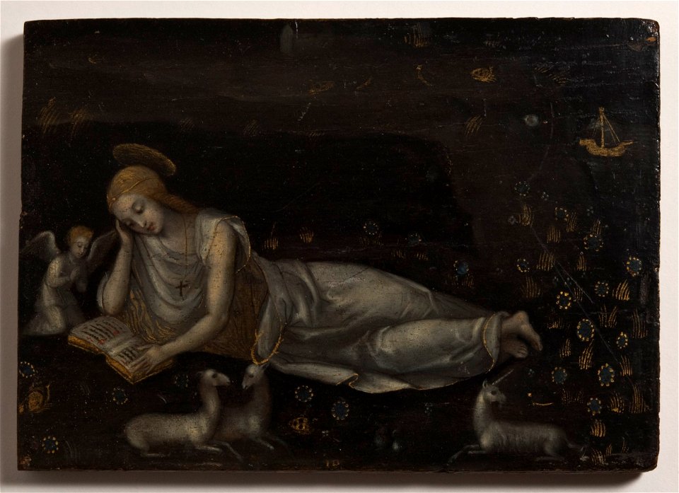 Oljemålning på träpannå Den heliga Magdalena - Nationalmuseum - 7426