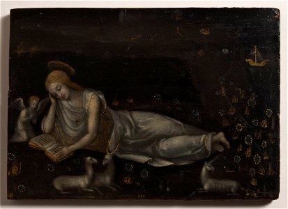 Oljemålning på träpannå Den heliga Magdalena - Nationalmuseum - 7426