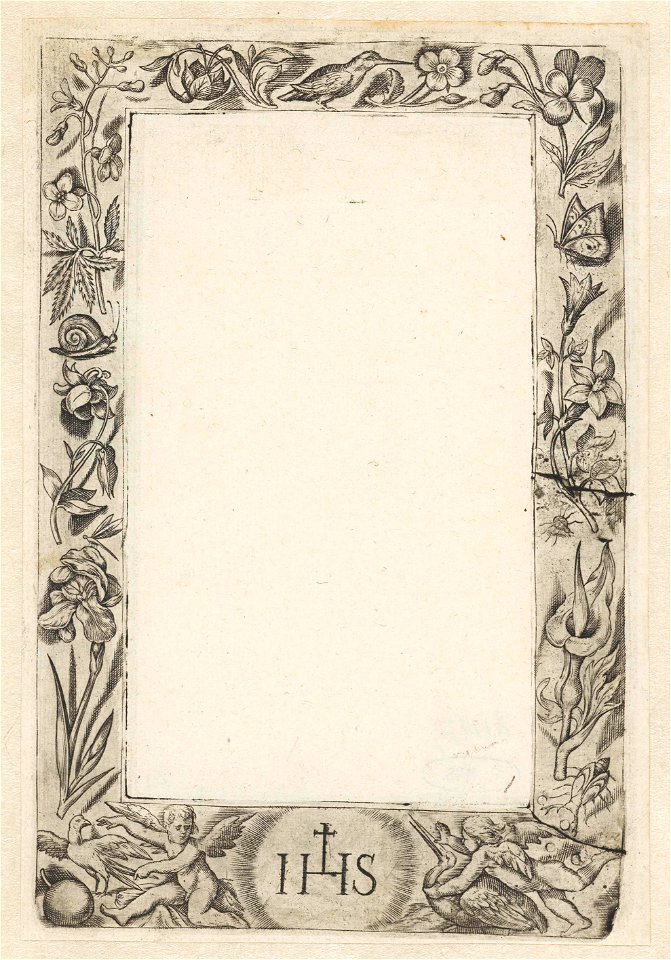 Omlijsting met onderaan het Christusmonogram