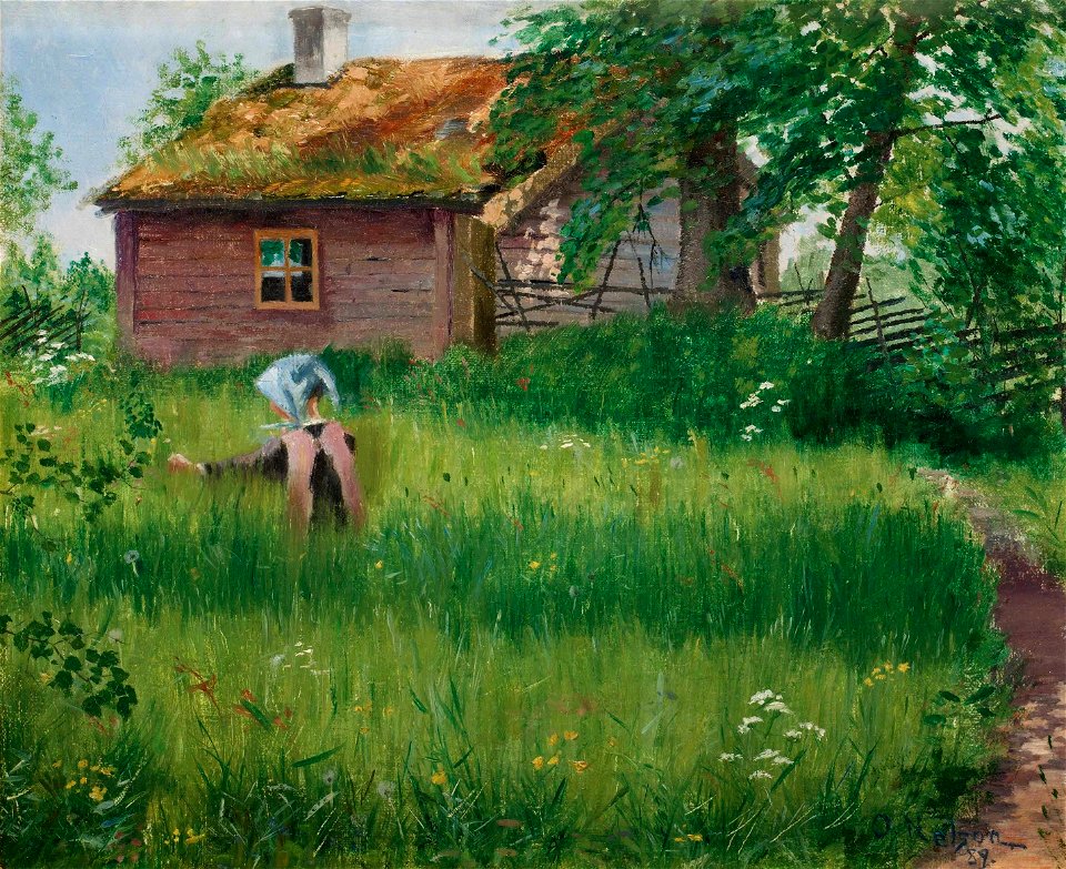 Olof Sager-Nelson - Flicka på blomsteräng