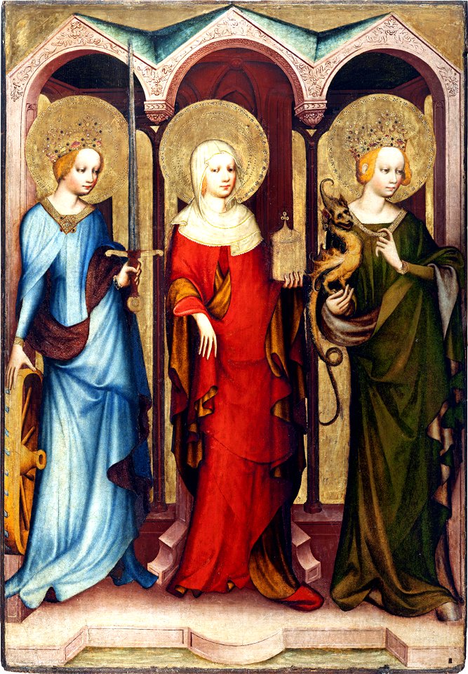 Oltář třeboňský, Sv.Kateřina,sv.Máří Magdalena, sv. Markéta, Národní galerie v Praze