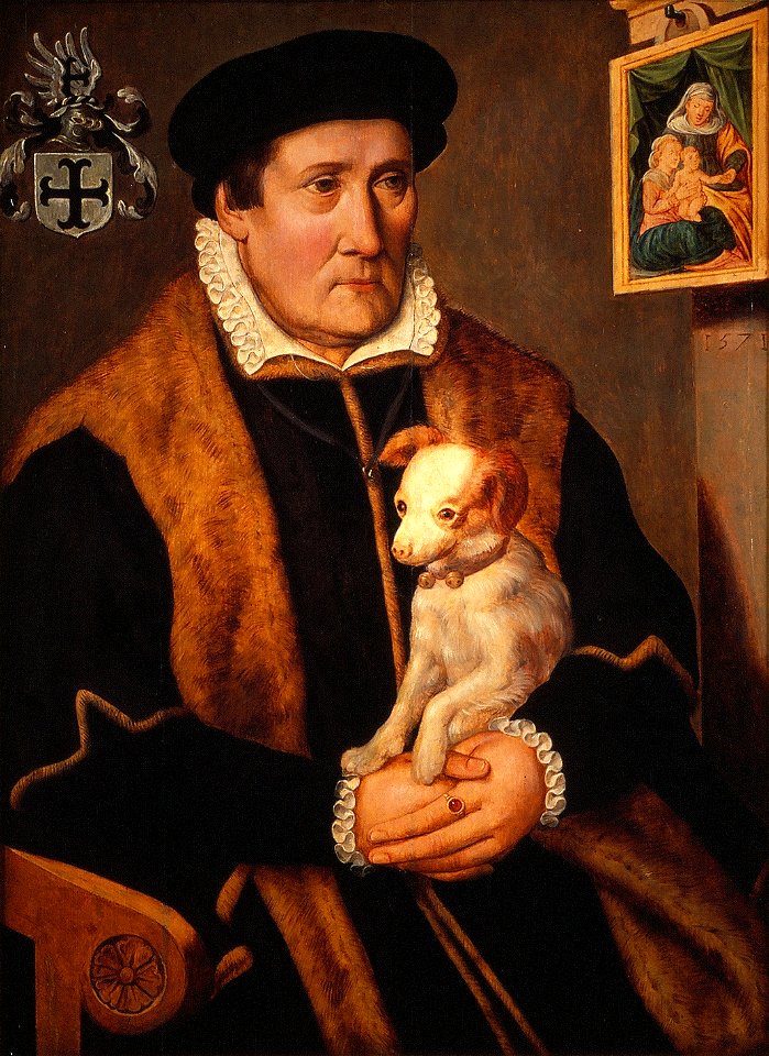 Onbekend - Portret van een man met een hond - NK2828 - Cultural Heritage Agency of the Netherlands Art Collection