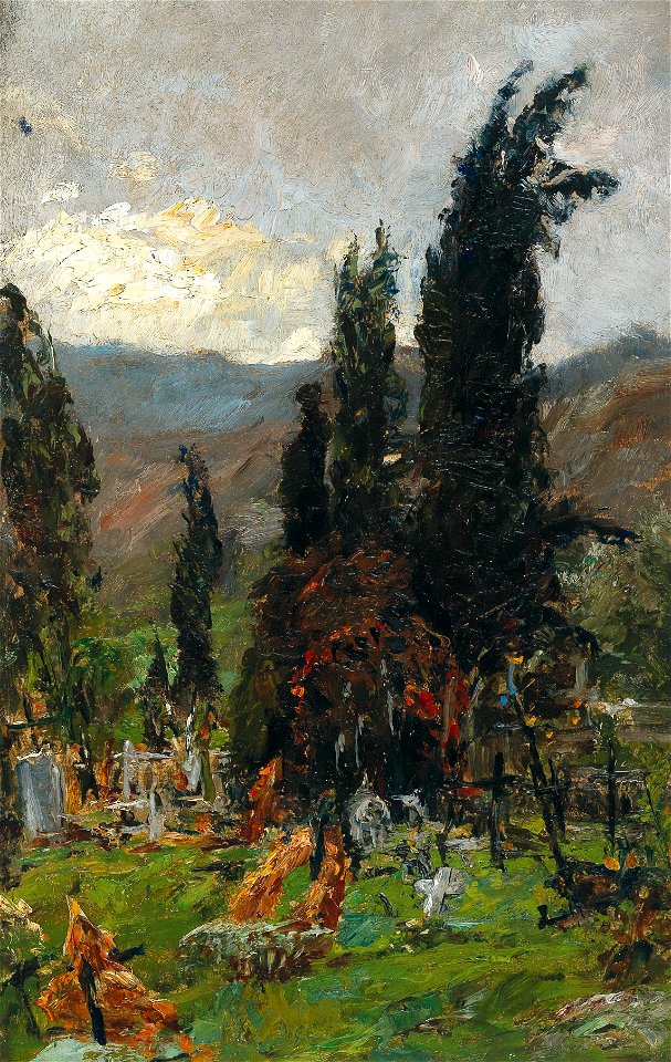Olga Wisinger-Florian - View of a cemetery at dusk